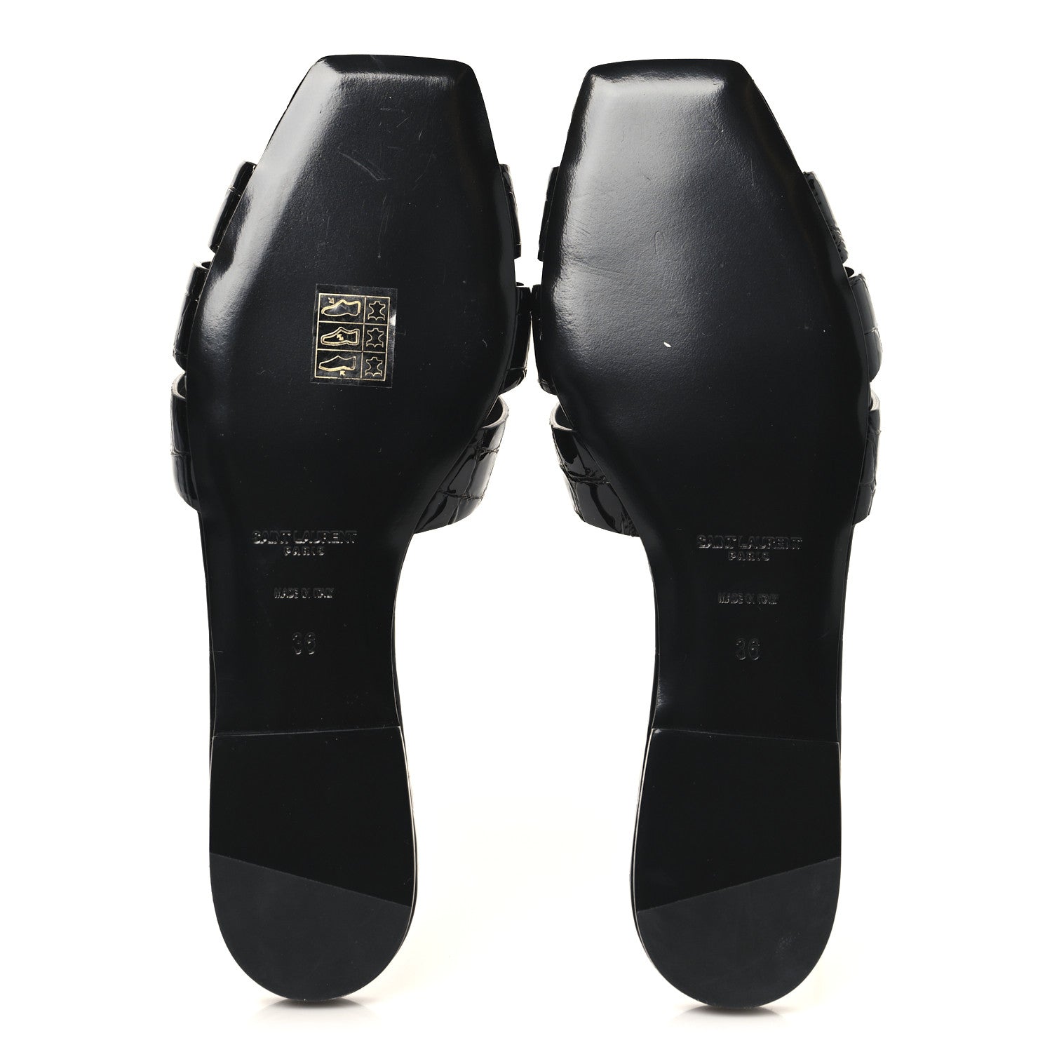 Saint Laurent Patent Croc Embossed Tribute 05 Slide Sandals 36 Black 6 of 10