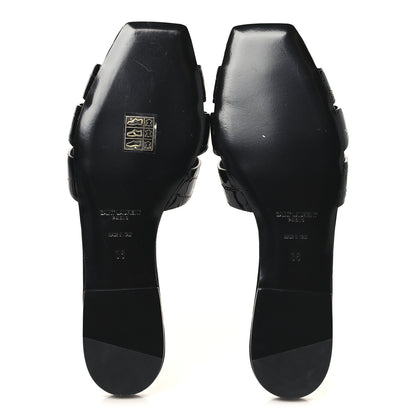 Saint Laurent Patent Croc Embossed Tribute 05 Slide Sandals 36 Black 6 of 10
