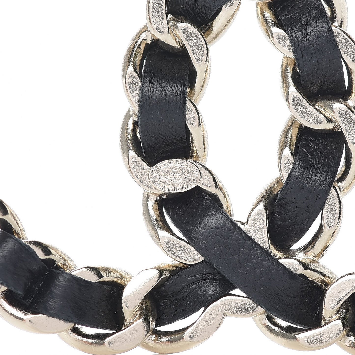 Lambskin Chain CC Brooch Black Gold