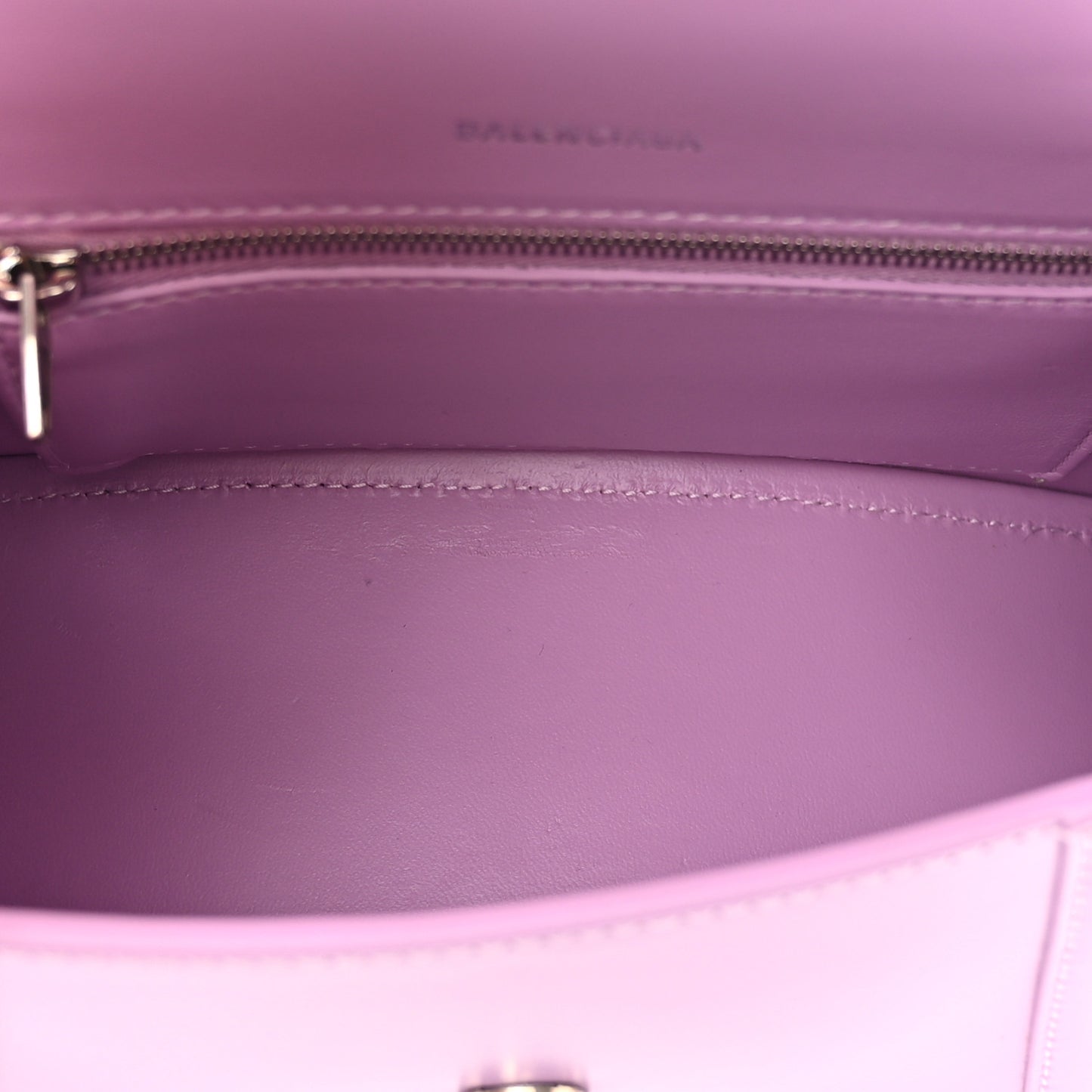 Shiny Box Calfskin Tonal B Small Hourglass Top Handle Bag Lilac