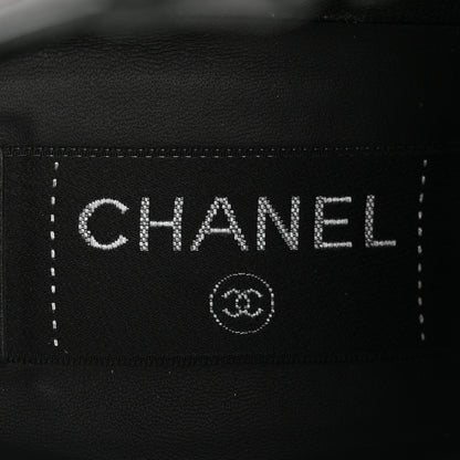Chanel Patent Knit Wedge Ankle Boots 38.5 Black White 8 of 9