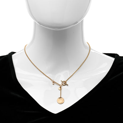 Hermes 18K Rose Gold Diamond PM Ex-Libris Pendant Necklace 2 of 5