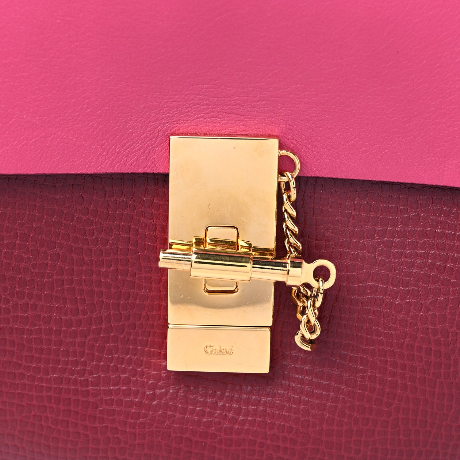 Chloe Grained Calfskin Lambskin Mini Bi-Color Drew Shoulder Bag Fuchsia Plum Purple 9 of 10