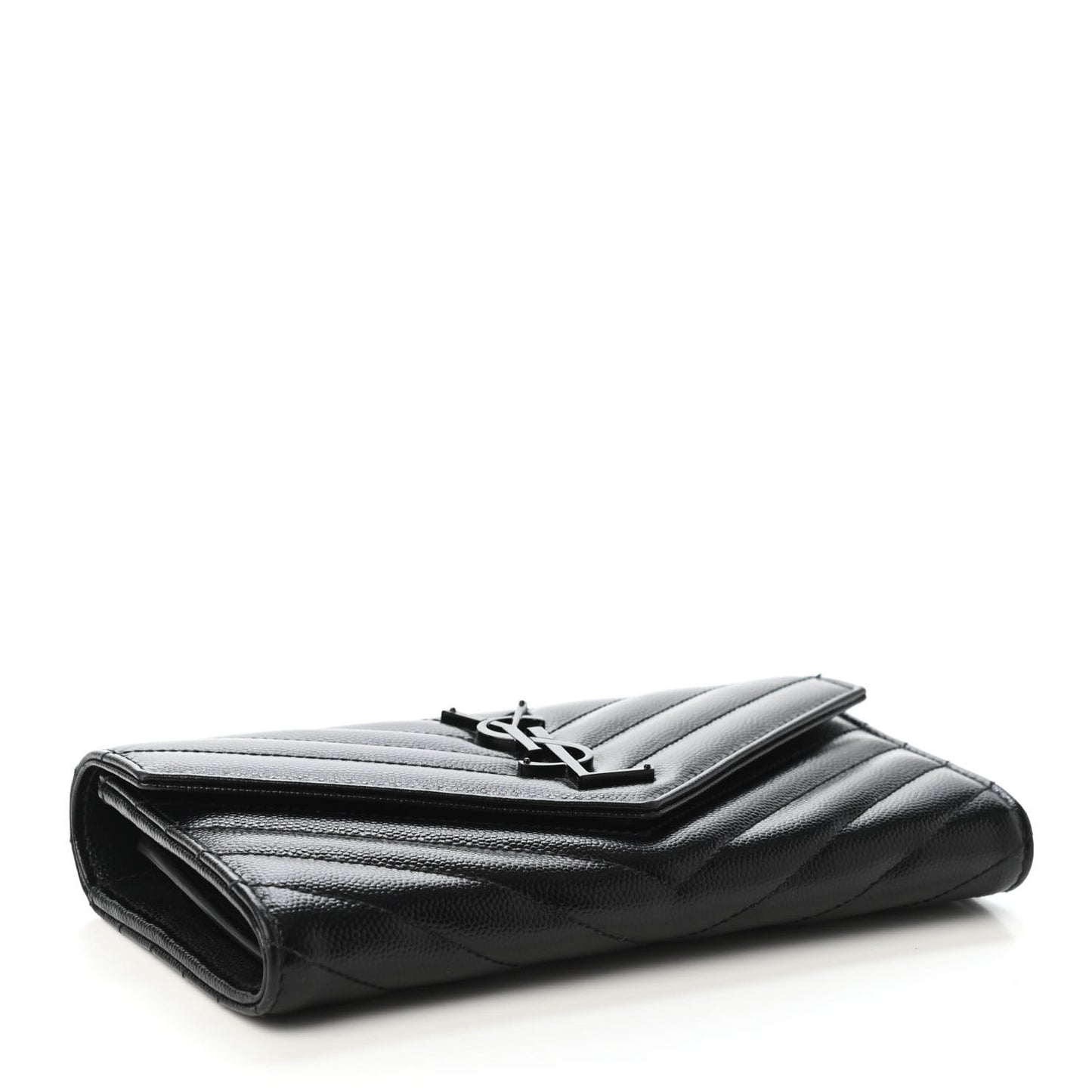 Grain De Poudre Matelasse Chevron Monogram Flap Wallet Black