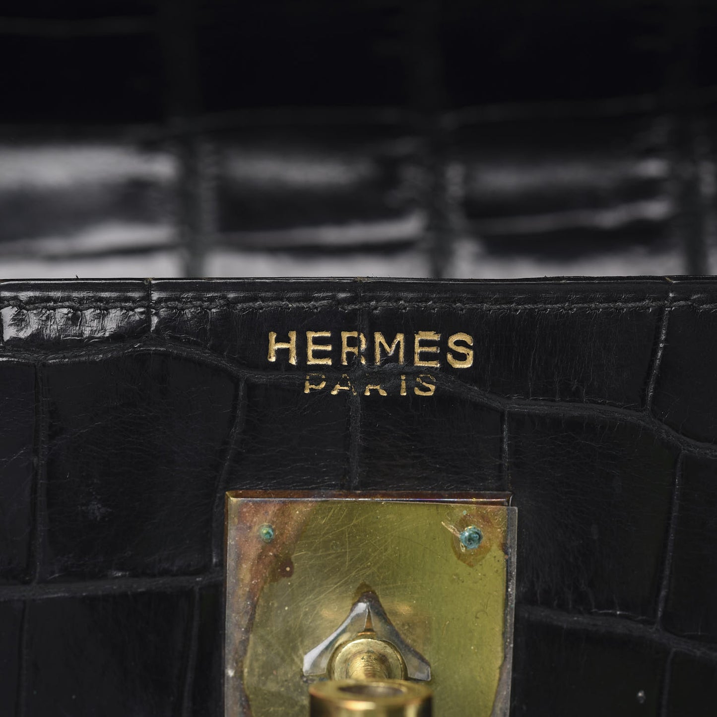 Shiny Porosus Crocodile Kelly Sellier 32 Black