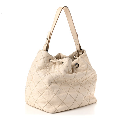 Chanel Glazed Calfskin On The Road Drawstring Tote Ivory 4 of 23