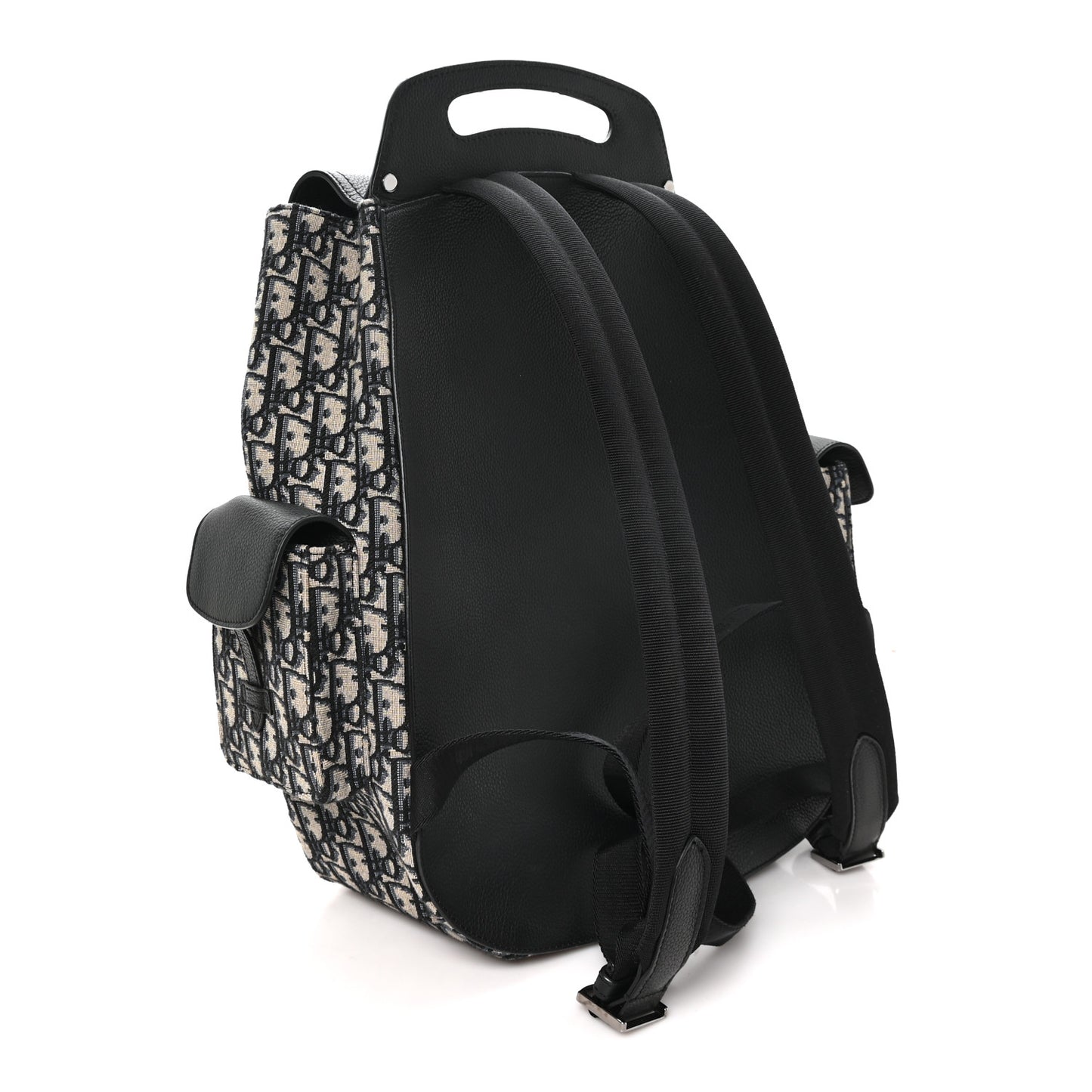 Oblique Grained Calfskin Maxi Gallop Backpack Blue Black