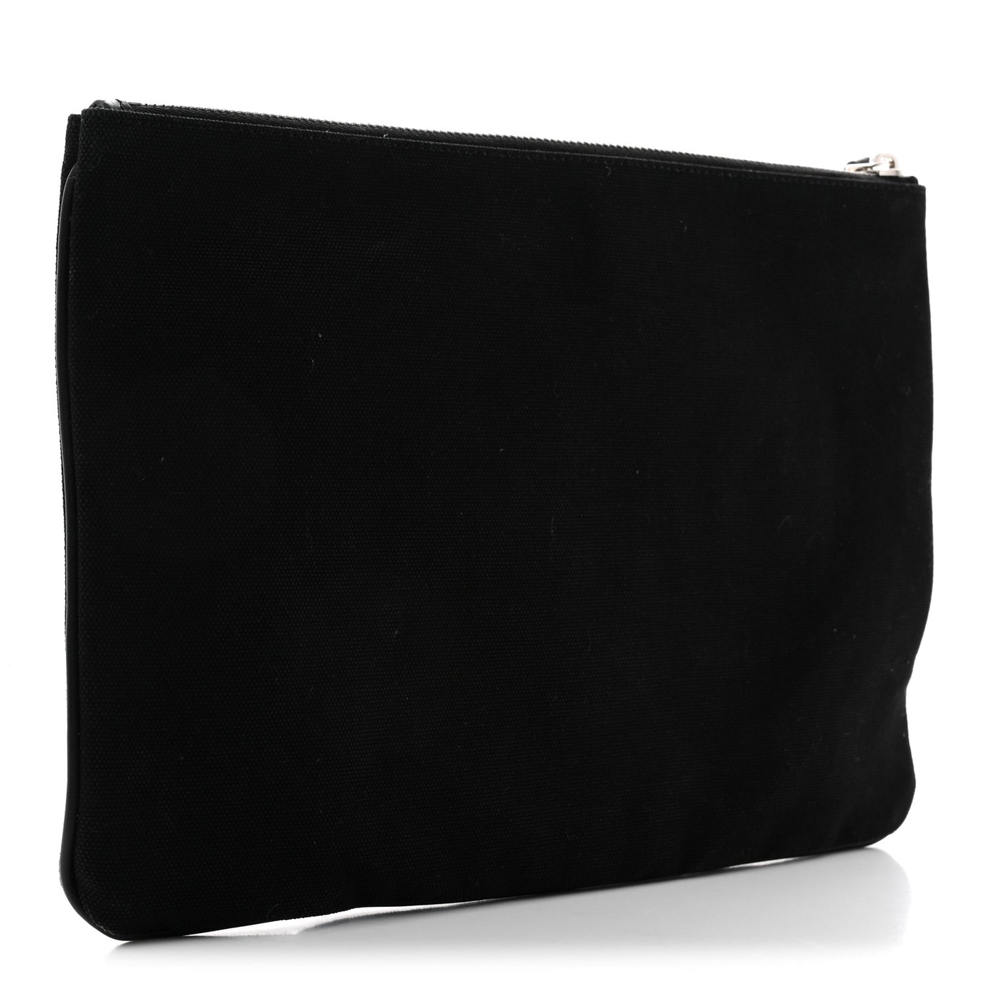 Cotton Canvas Vitello Grace Light Logo Flat Pouch Black