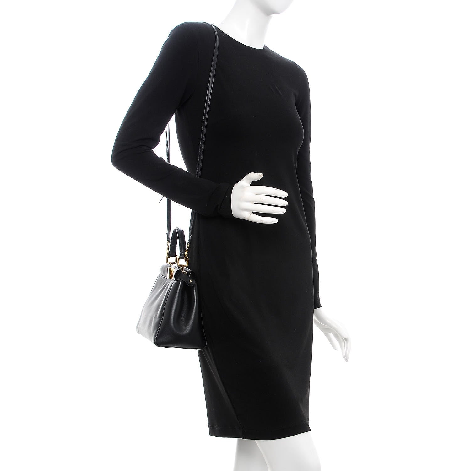 Fendi Nappa Mini Peekaboo Iconic Satchel Black 2 of 8