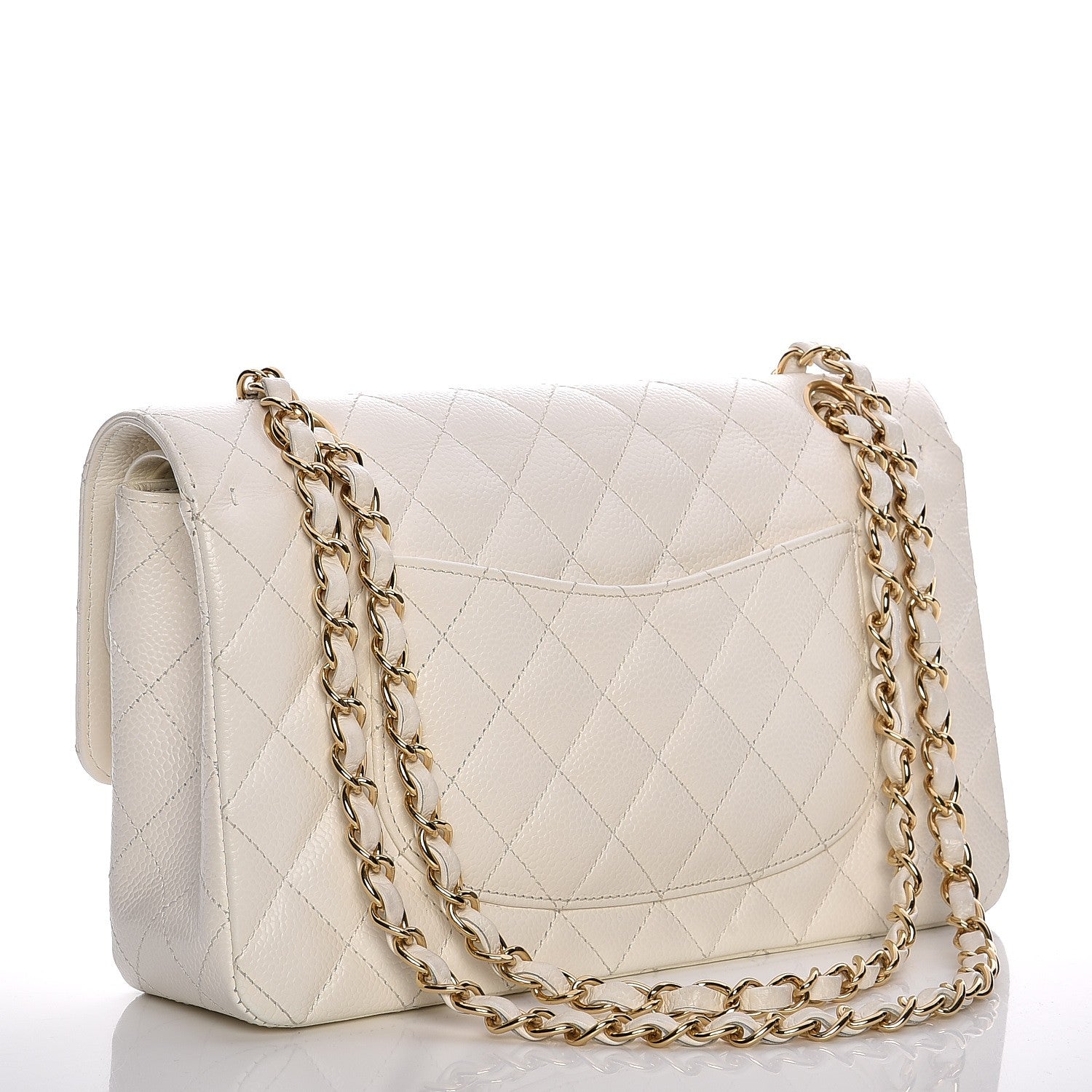 Chanel Caviar Quilted Medium Double Flap White 3 of 7