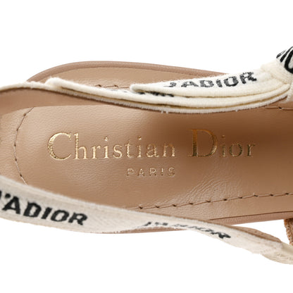 Christian Dior Technical Canvas Ribbon J'Adior Slingback 100mm Pumps 37 Powder Nude 7 of 8