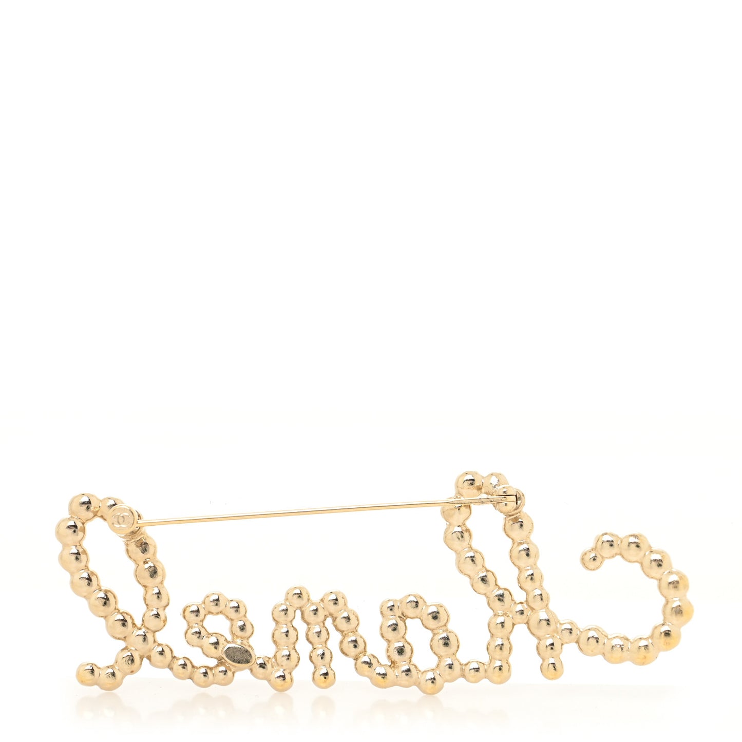 Metal Glass Swirling Pearls Brooch Pin Gold