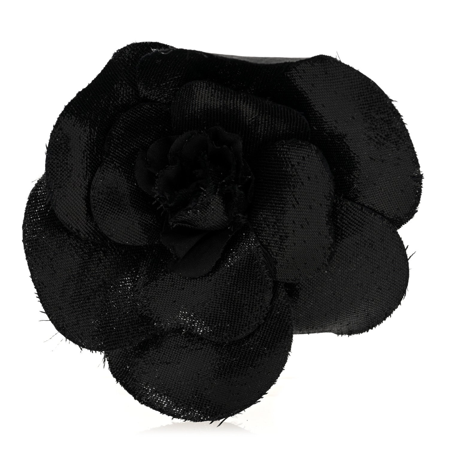 Chanel Metallic Fabric Camellia Brooch Black 1 of 3