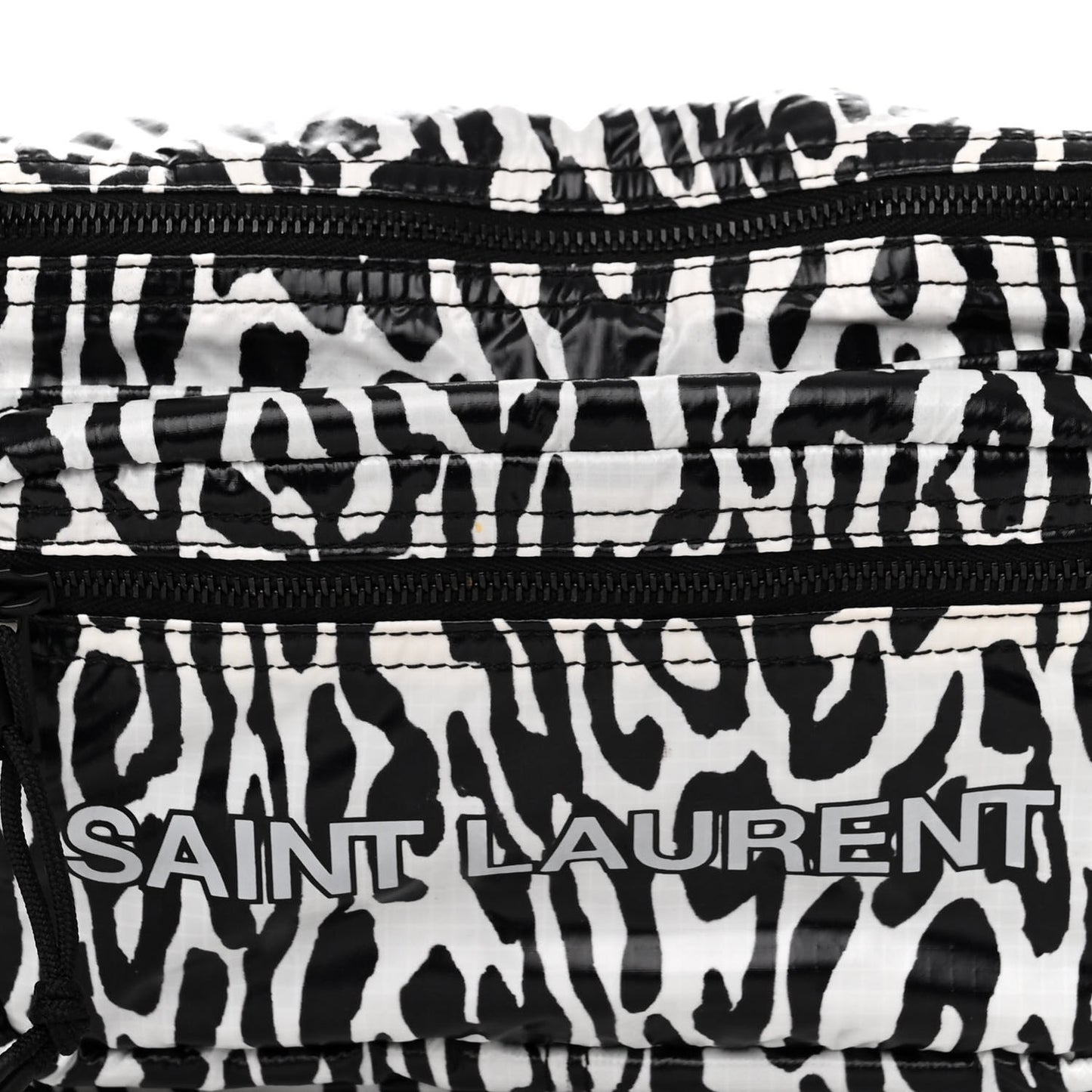 Nylon Leopard Print Belt Bag Black