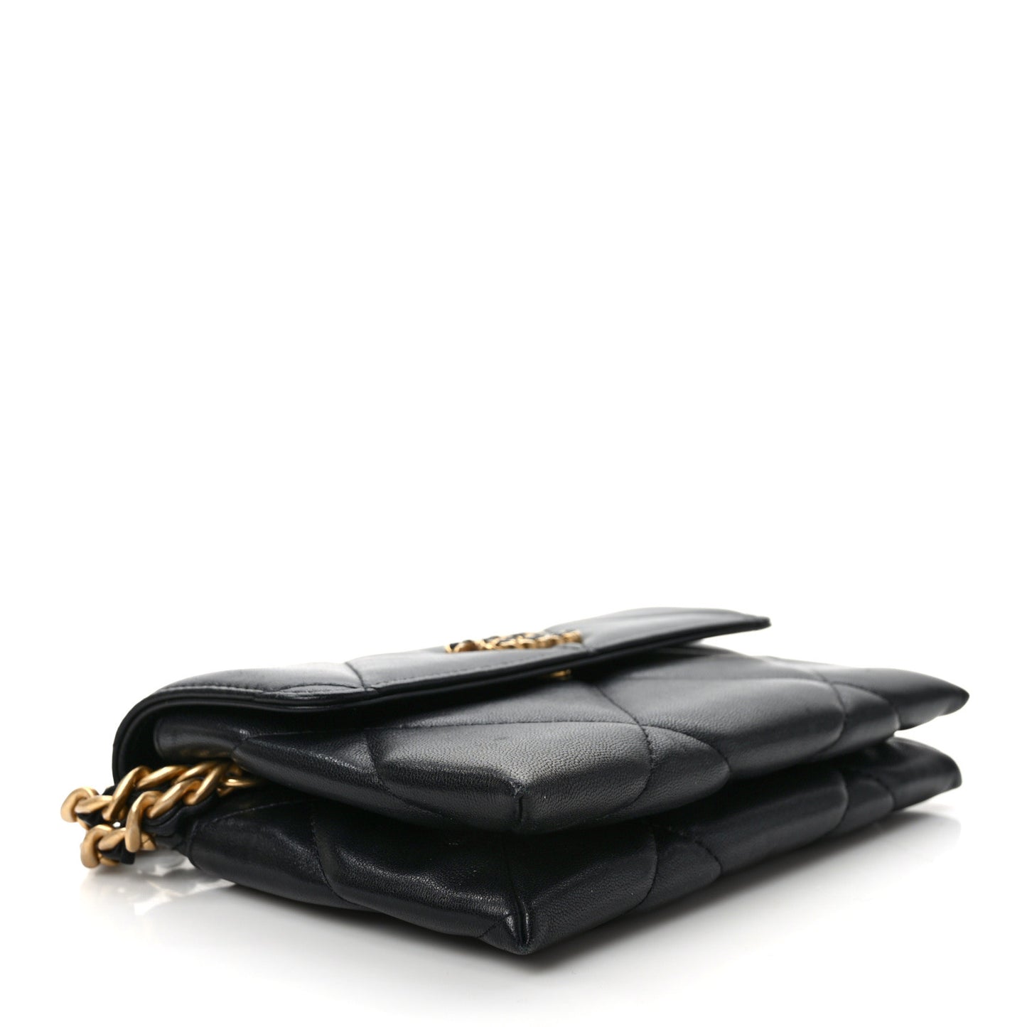 Lambskin Quilted Chanel 19 Flap Clutch Black