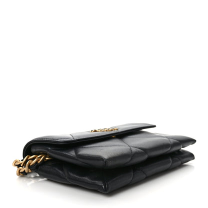 Chanel Lambskin Quilted Chanel 19 Flap Clutch Black 4 of 8