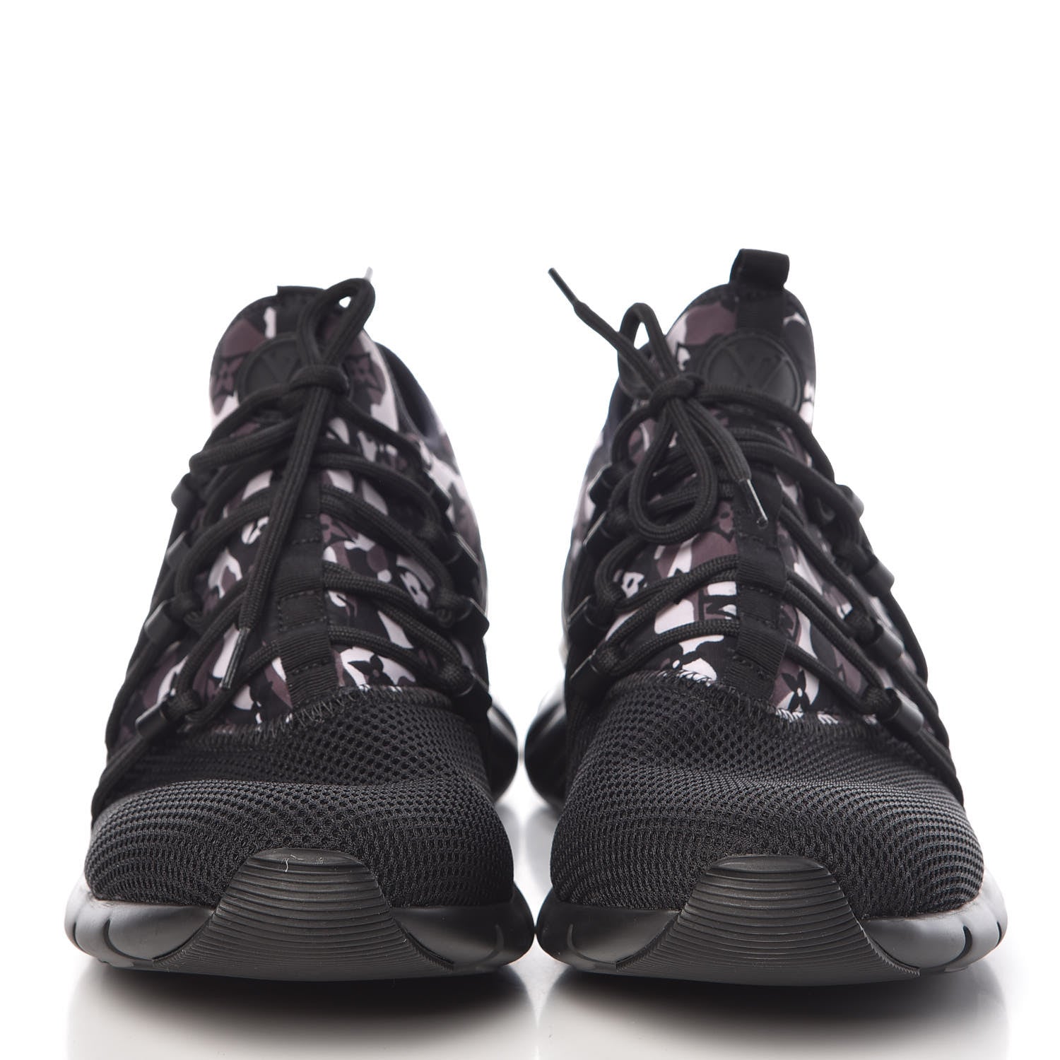 Louis Vuitton Neoprene Mesh Rubber Monogram Camo Fastlane Low Sneakers 8 Black 2 of 12