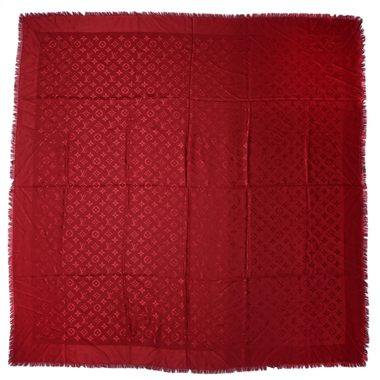 Silk Wool Monogram Shawl Pomme D'Amour