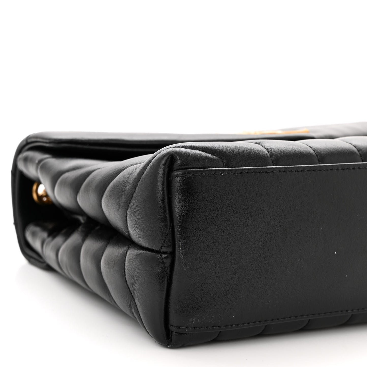 Calfskin Y Quilted Monogram Small Loulou Chain Satchel Black