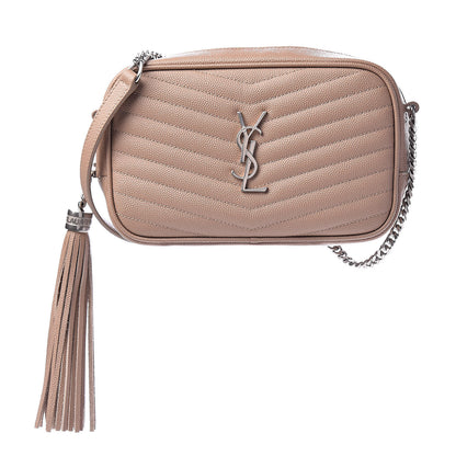 Saint Laurent Grain De Poudre Matelasse Monogram Mini Lou Camera Bag Dark Beige 1 of 11