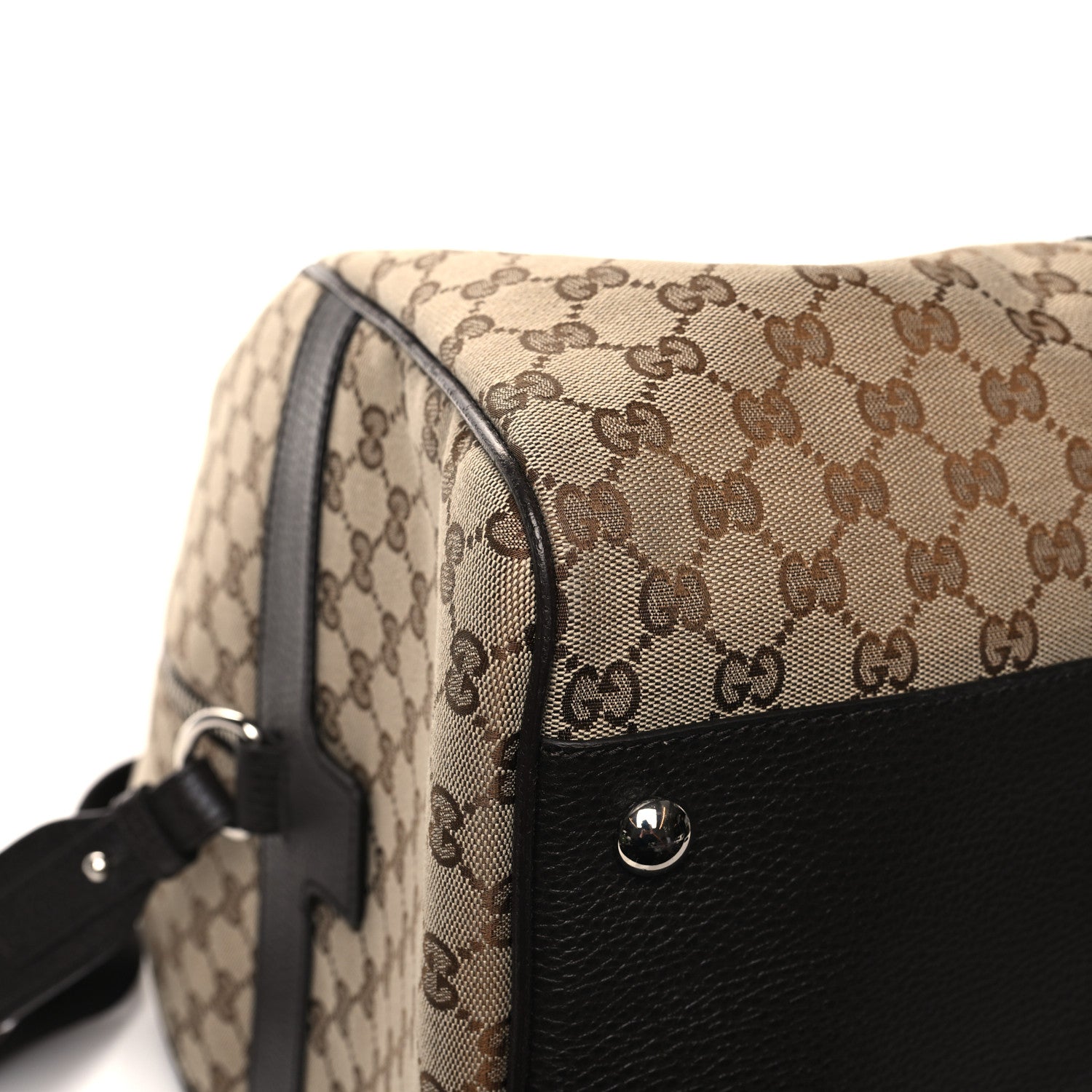 Gucci Monogram Dollar Calfskin Large Boston Duffle Bag Beige Ebony Testa di Moro Marrone Scuro 10 of 12