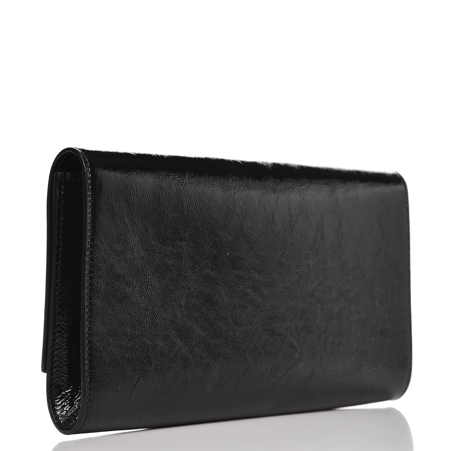 Saint Laurent Textured Patent Monogram Large Belle De Jour Clutch Black 3 of 6