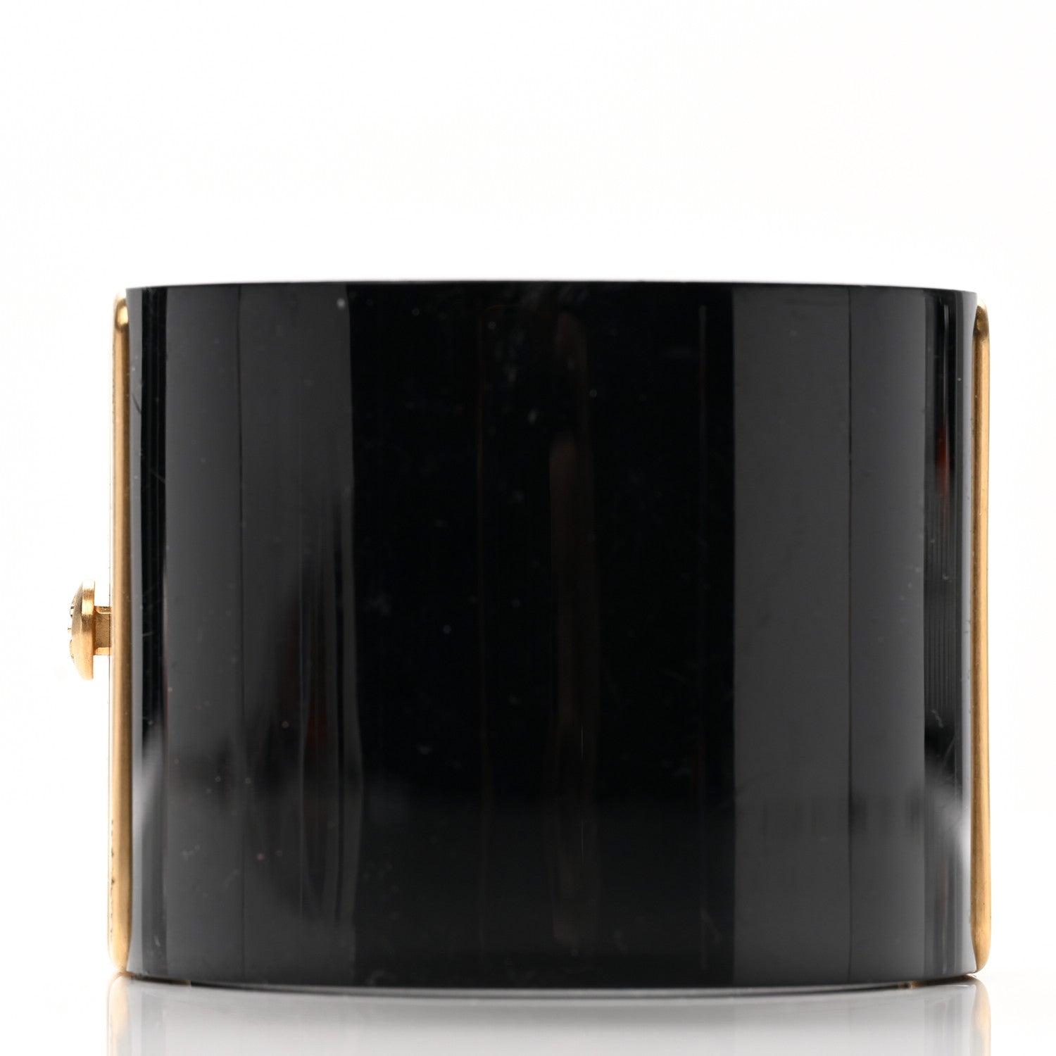 Chanel Resin CC Cuff Bracelet Black Gold 3 of 7