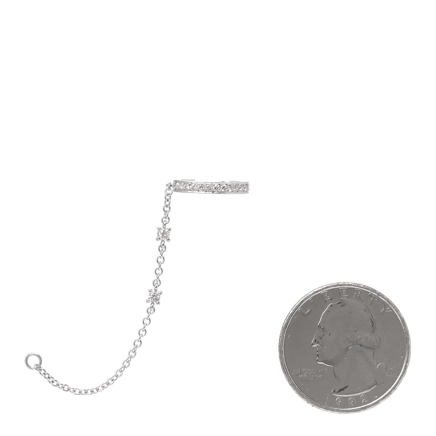 Anita Ko 18K White Gold Diamond Chain Ear Cuff Earring 2 of 4