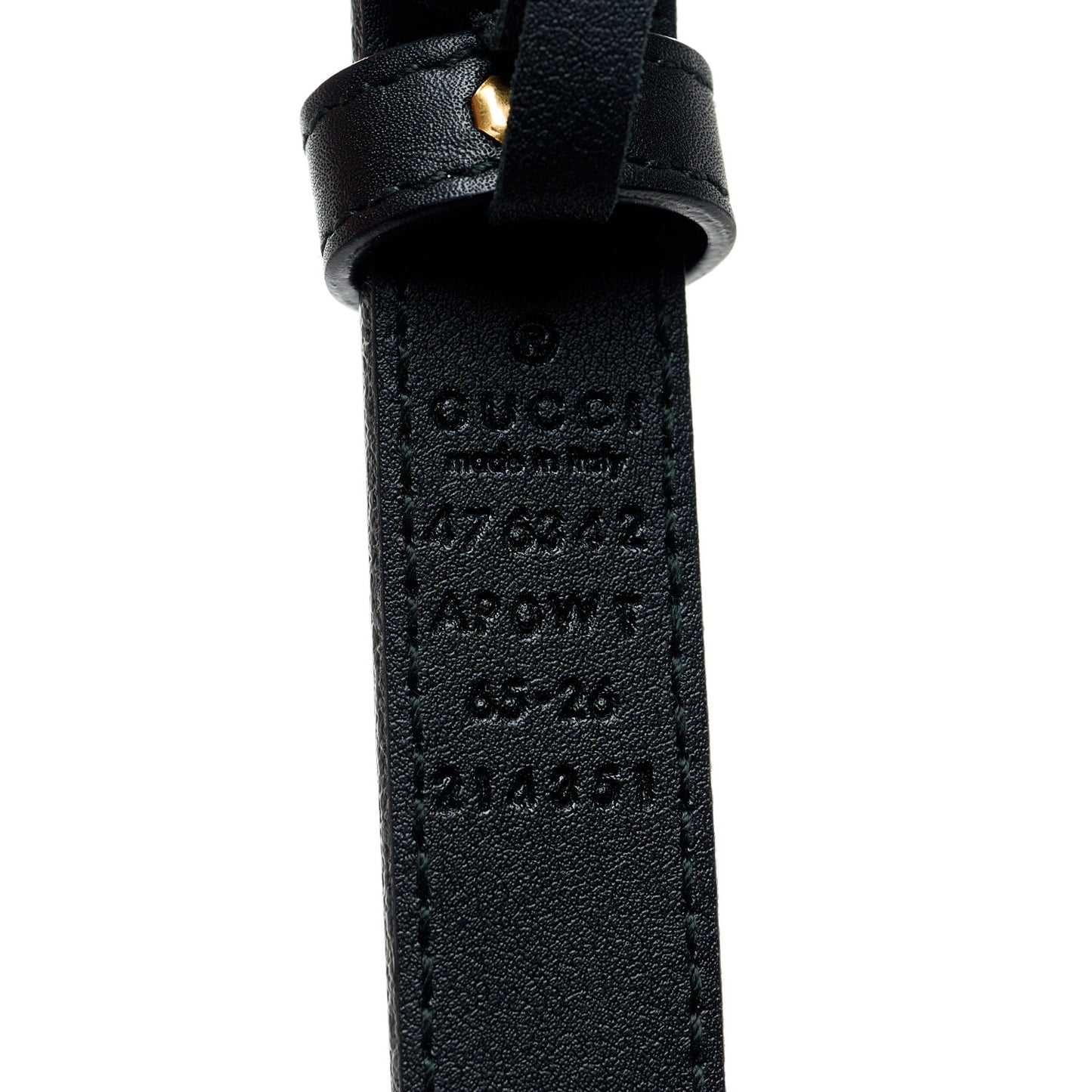Calfskin Pearl Double G 20mm Belt 65 26 Black Cream