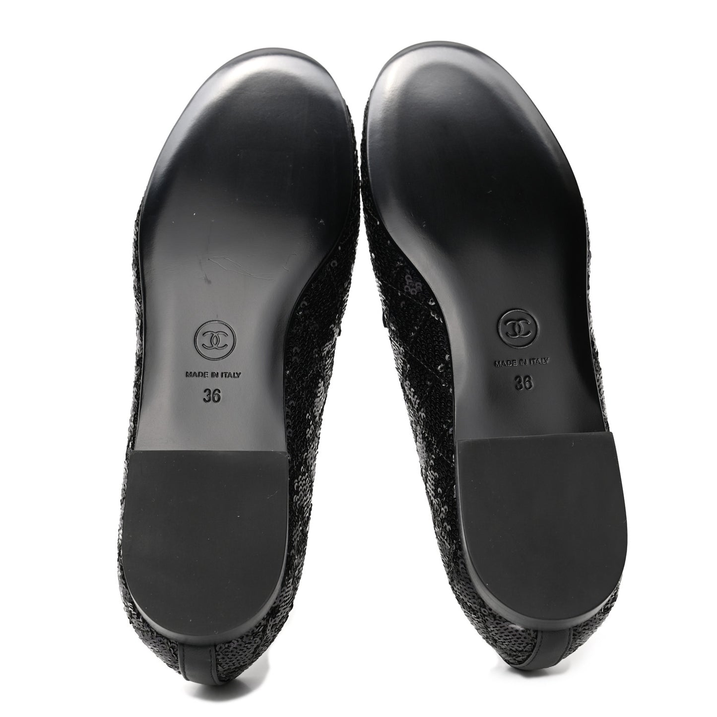 Sequin Lambskin Quilted CC Loafers 36 Black