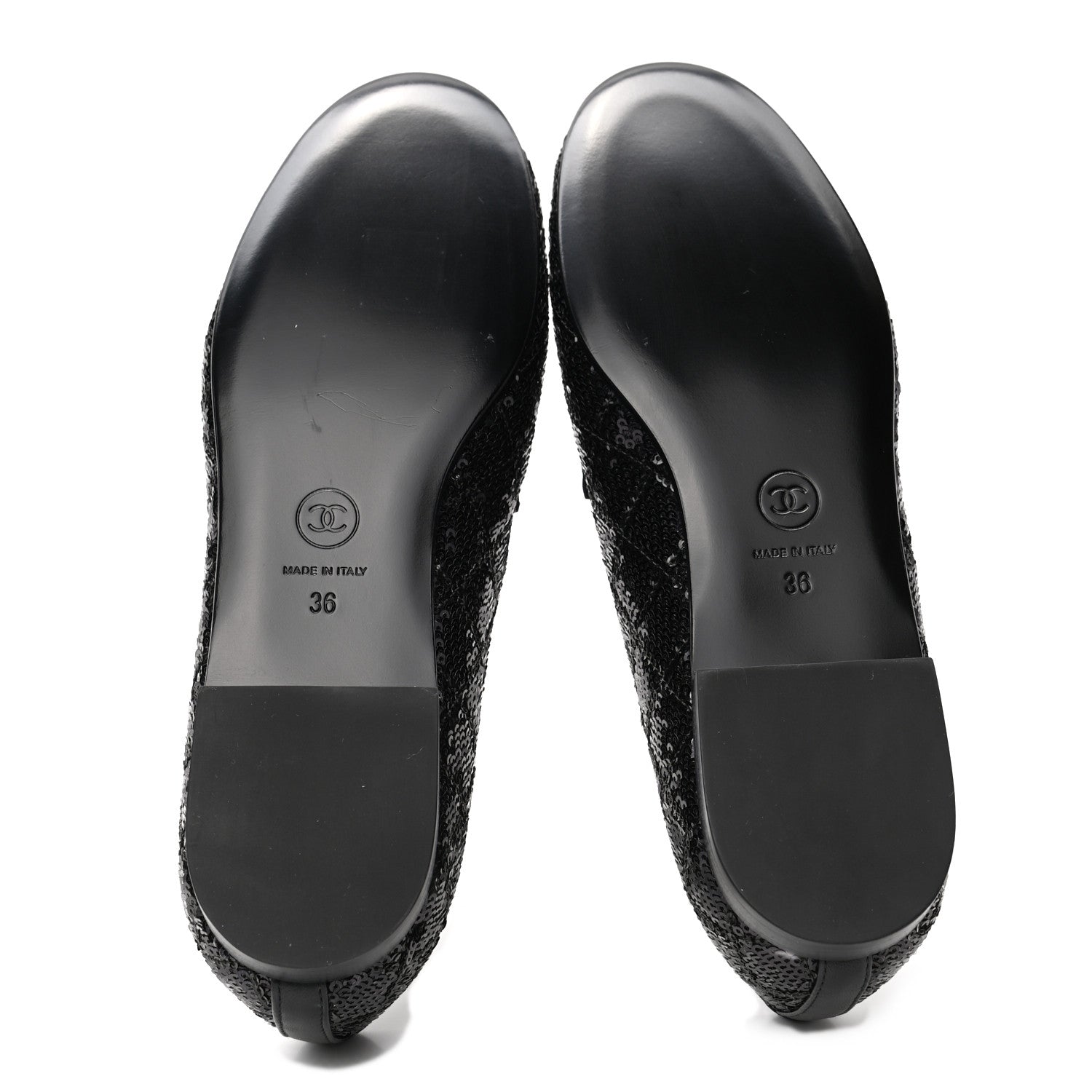 Chanel Sequin Lambskin Quilted CC Loafers 36 Black 5 of 8