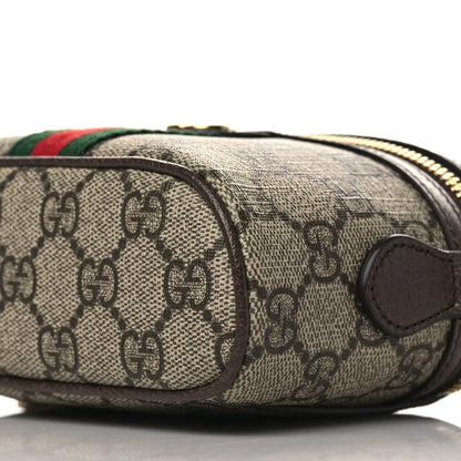 Gucci GG Supreme Monogram Textured Calfskin Web Mini Ophidia Top Handle Bag Beige Ebony New Acero 8 of 9