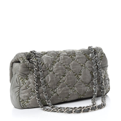 Chanel Nylon Quilted Medium Tweed on Stitch Bubble Flap Grey 2 of 9