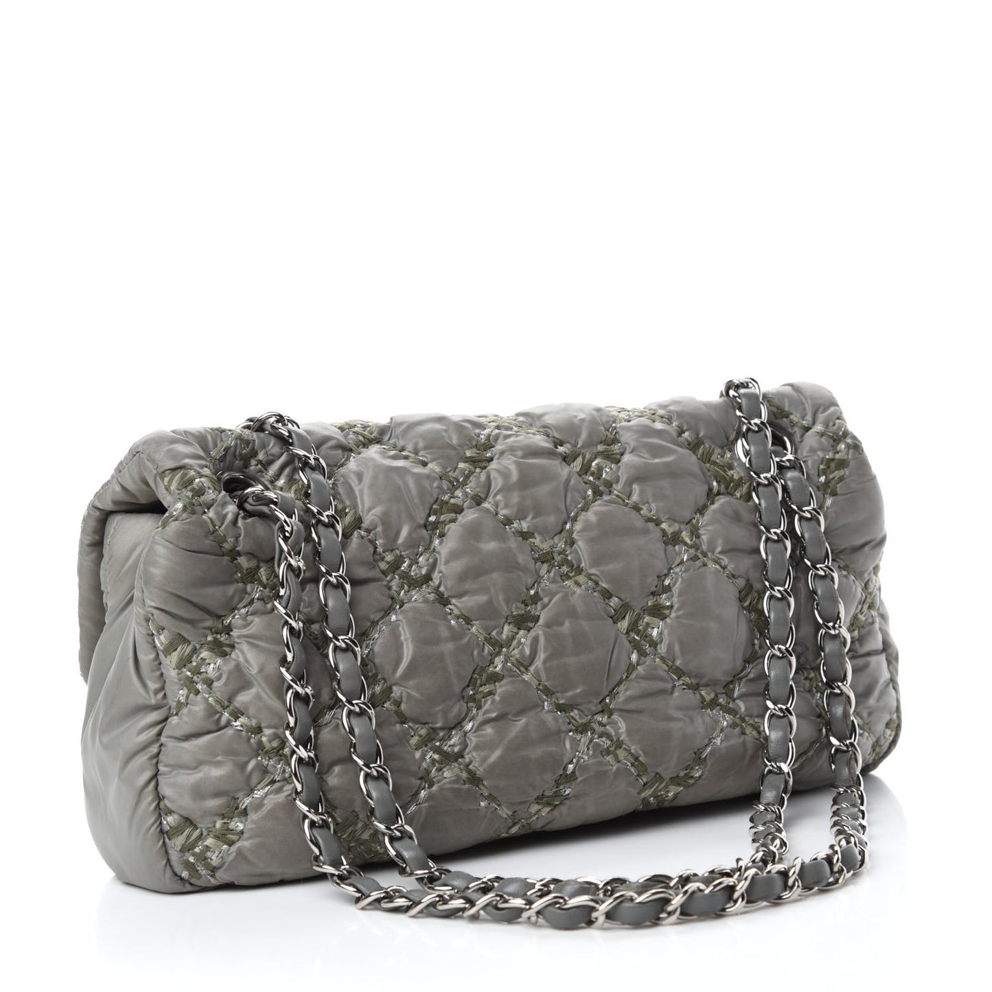 Nylon Quilted Medium Tweed on Stitch Bubble Flap Grey