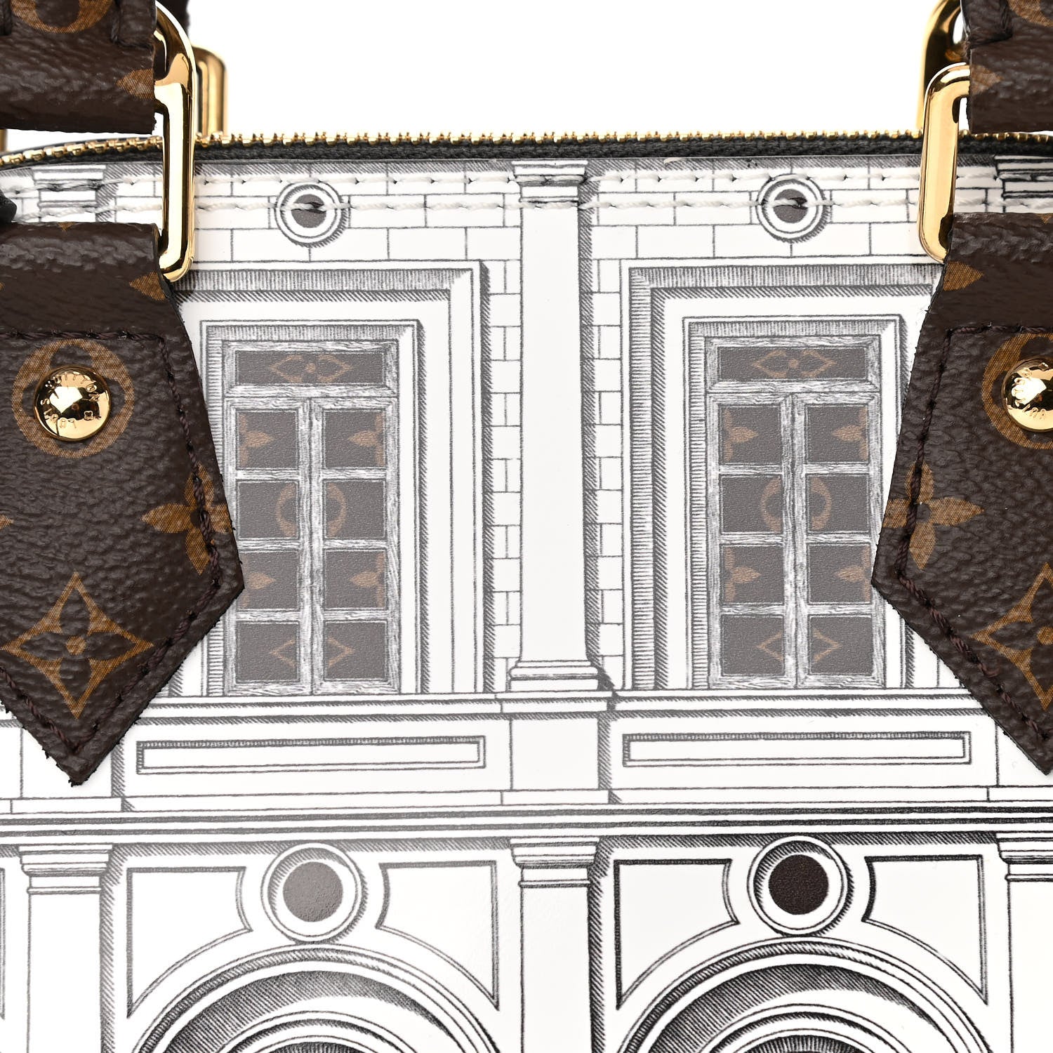 Louis Vuitton X FORNASETTI Calfskin Architettura Alma BB Black White 7 of 9