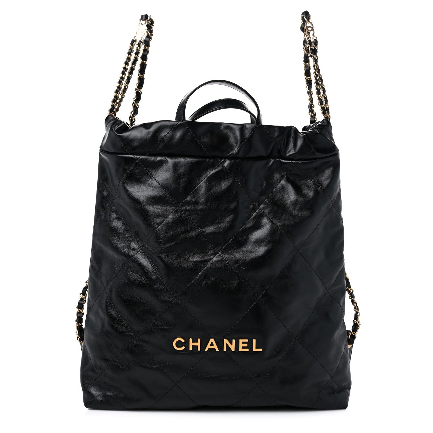 Chanel Shiny Calfskin Quilted Chanel 22 Backpack Black 1 of 10