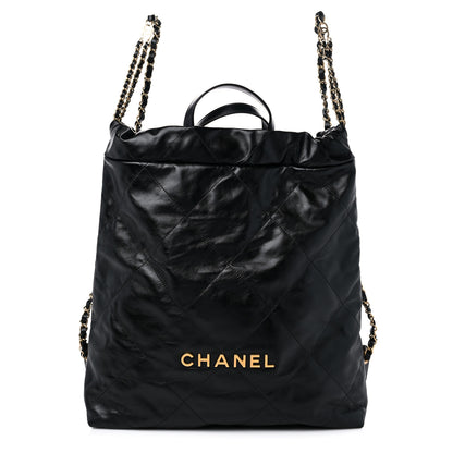 Chanel Shiny Calfskin Quilted Chanel 22 Backpack Black 1 of 10