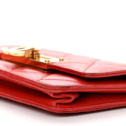 Chanel Lambskin Quilted Golden Class Wallet on Chain WOC Red 10 of 16
