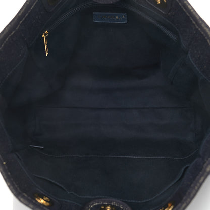 Chanel Lurex Canvas Small Deauville Tote Navy Blue Gold 5 of 12