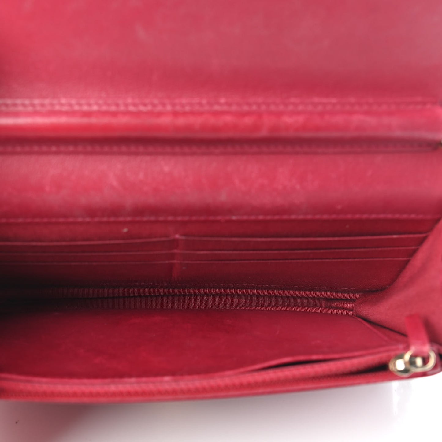 Goatskin Chevron Quilted Statement Wallet On Chain WOC Dark Pink