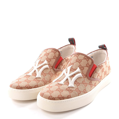 Gucci X MLB GG Monogram NY Yankees Embroidered Mens Slip On Sneakers 9 Beige Ruggine Rust 2 of 9