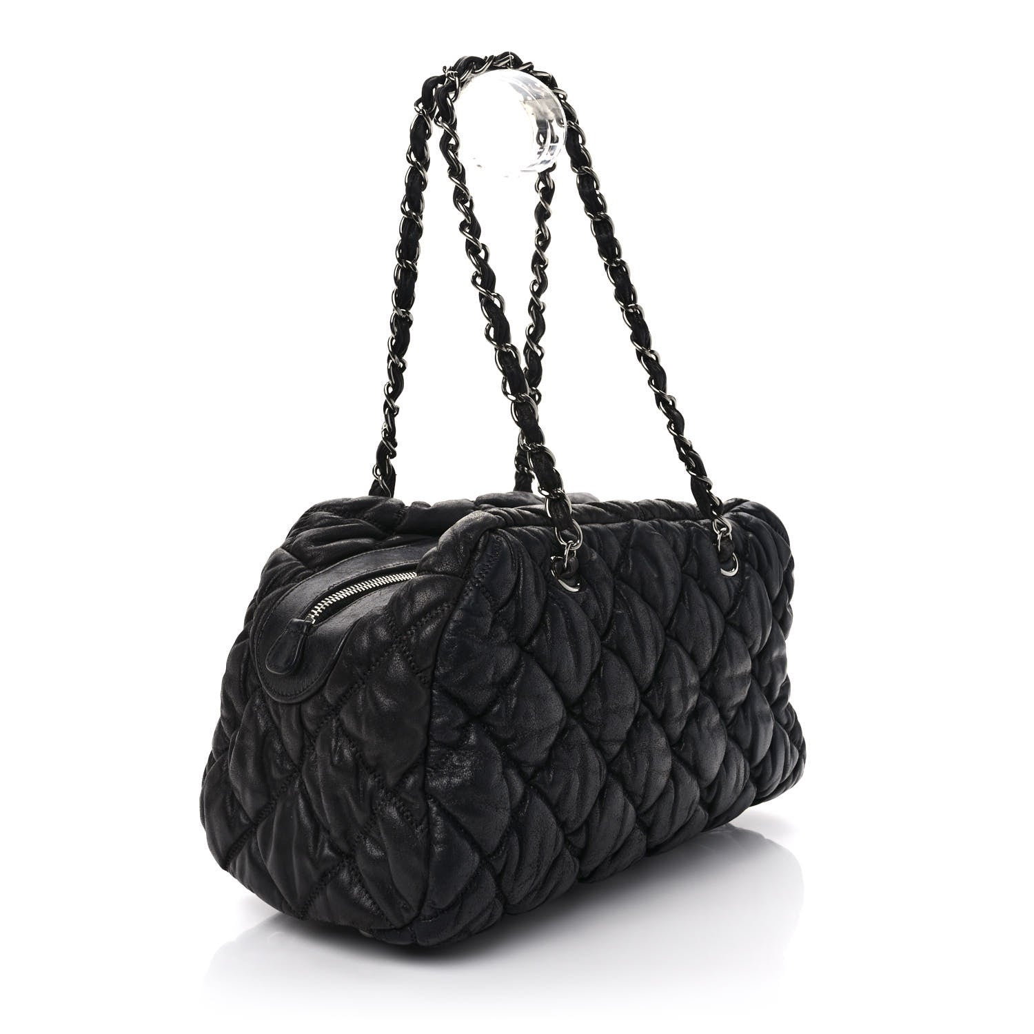 Chanel Calfskin Bubble Quilt Bowler Black 3 of 11
