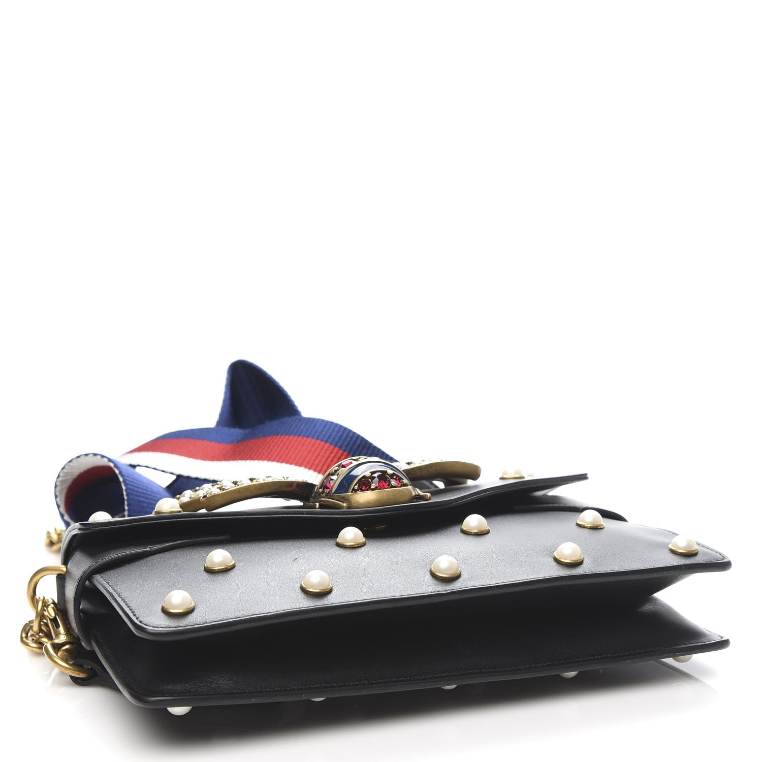 Gucci Nappa Pearl Studded Mini Queen Margaret Broadway Shoulder Bag Black 4 of 12