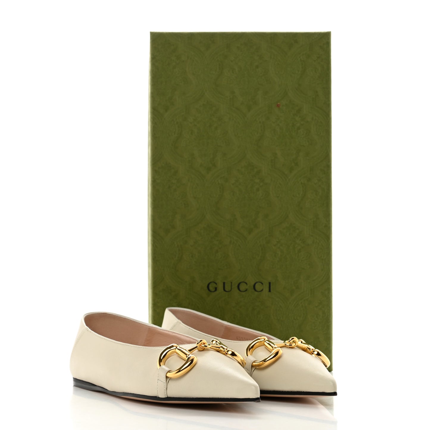 Nappa Lumiere Deva Horsebit Chain Embellished Flats 35.5 Dusty White