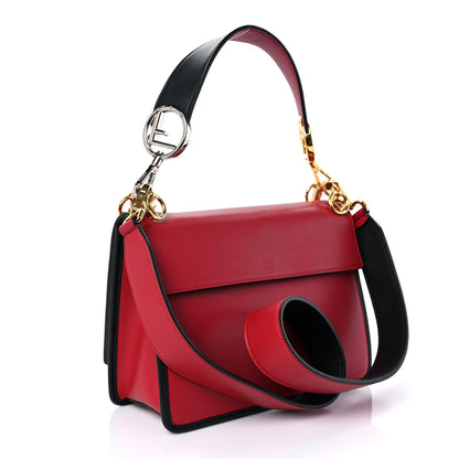 Fendi Vitello Century F is Fendi Bi-Color FF 1974 Embossed Kan I Shoulder Bag Fragola Maya Black 2 of 8