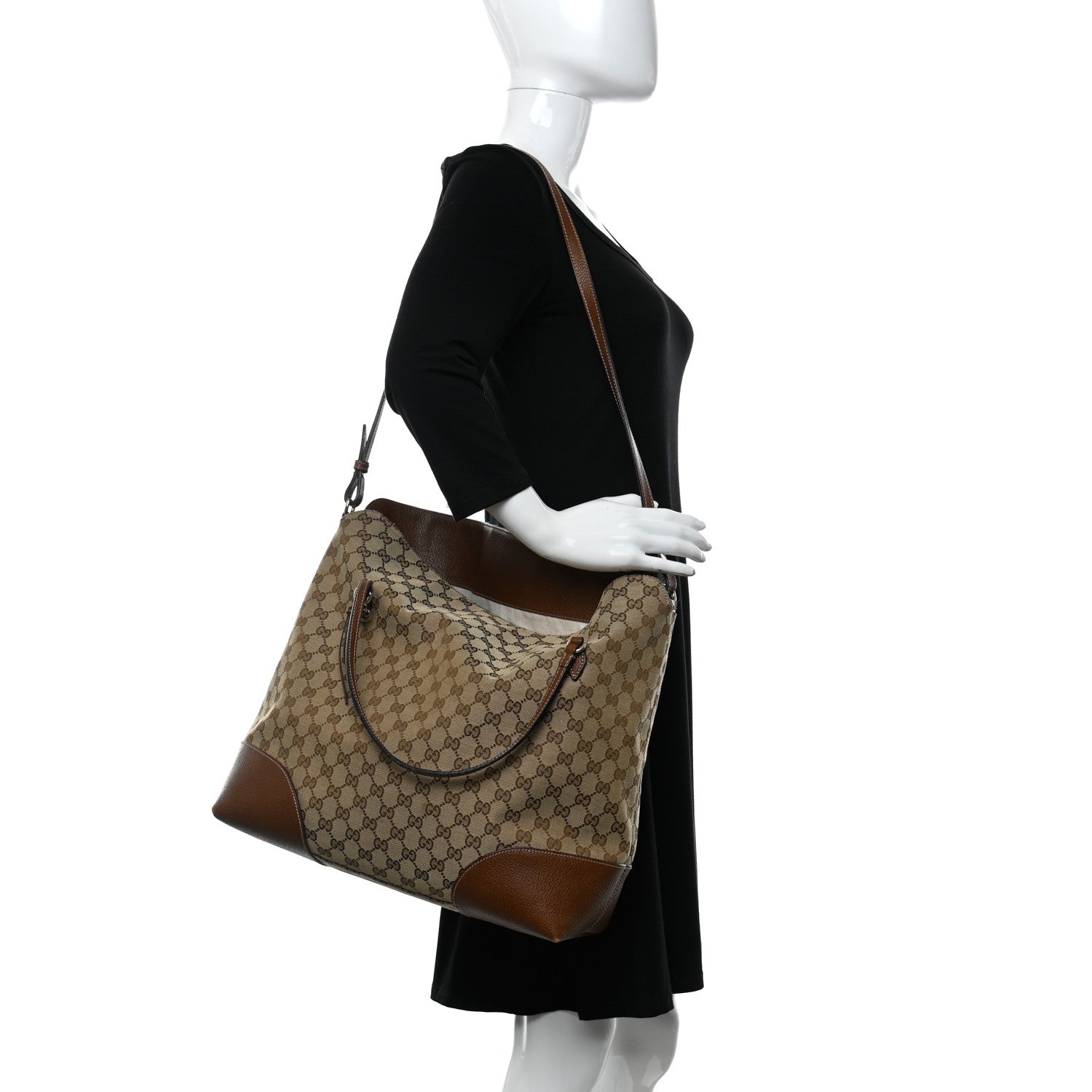Gucci Monogram Large Bree Foldover Tote Beige Tabacco 3 of 20