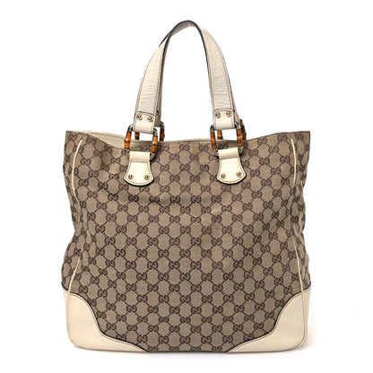 Gucci Monogram Bamboo Tote Off White 1 of 11