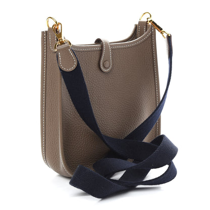 Hermes Taurillon Clemence Amazone Evelyne TPM Etoupe Bleu Indigo 3 of 9