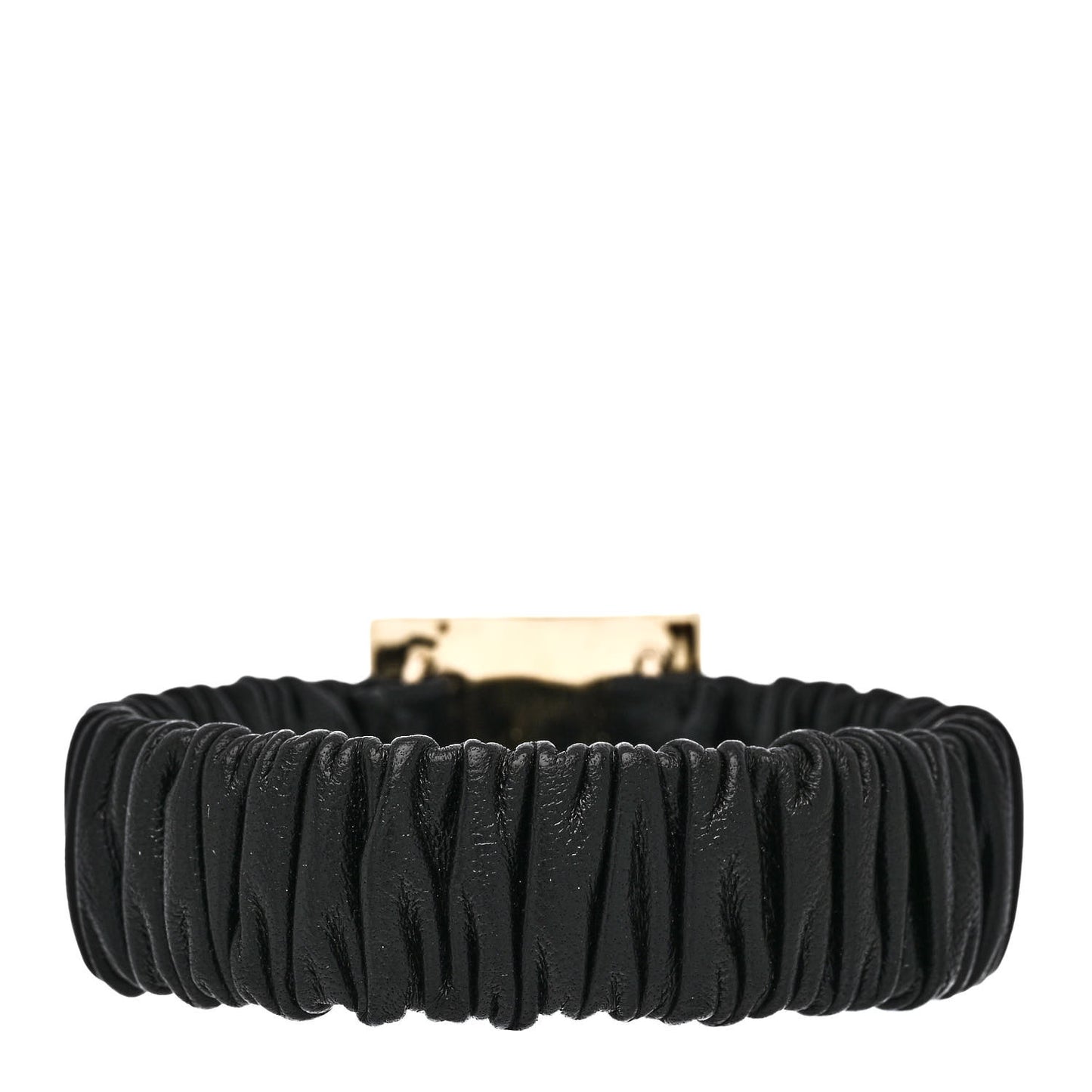 Lambskin Metal Enamel CC Hair Tie Black Gold