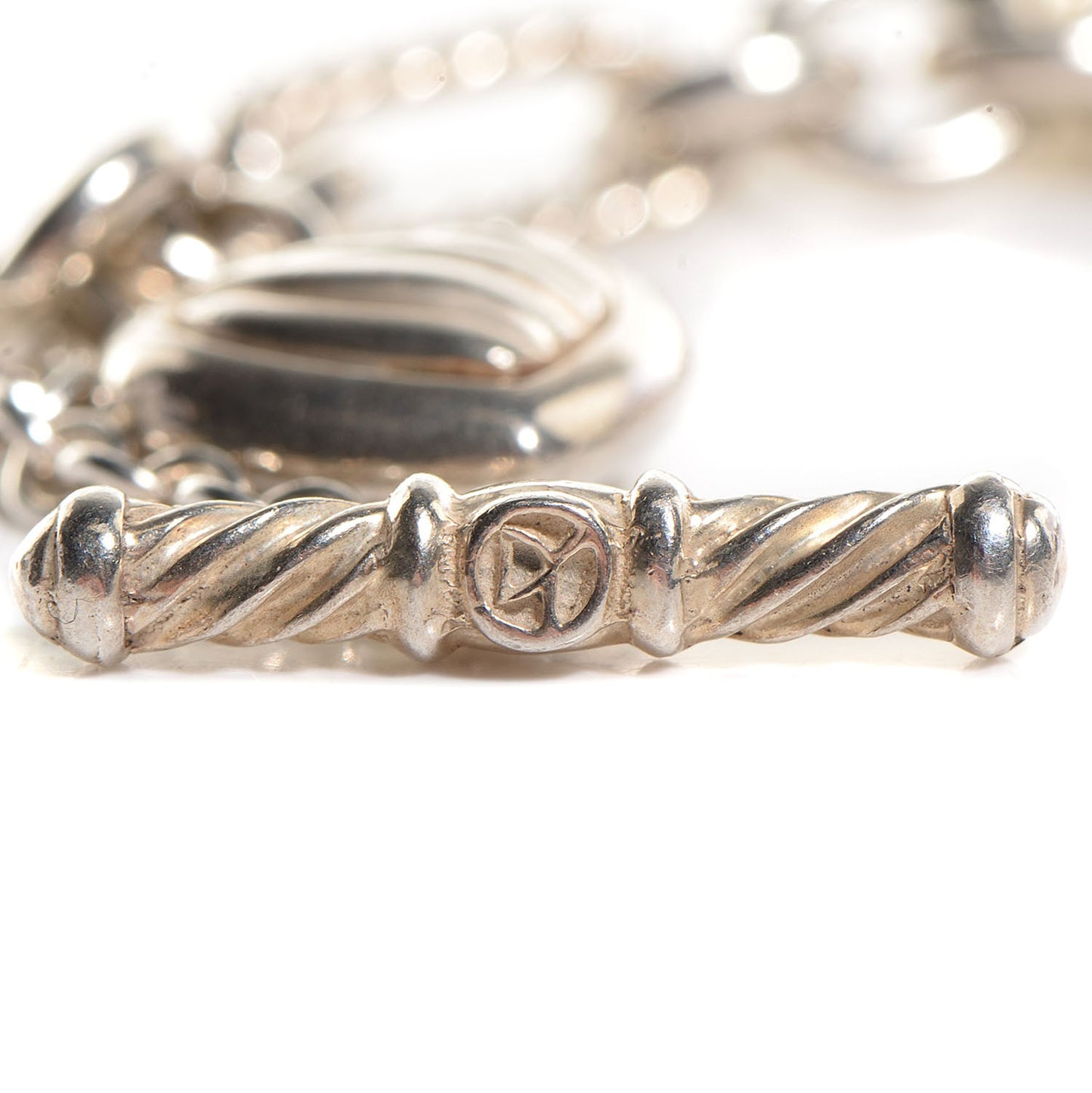 Sterling Silver 18K Yellow Gold Cable Heart 5 Charm Bracelet